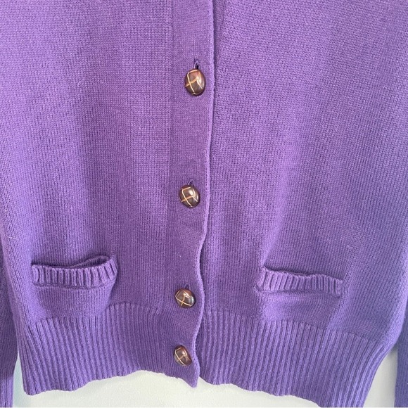 TOMMY HILFIGER Purple Cotton Blend Button-Front Cardigan, Large - Picture 3 of 7